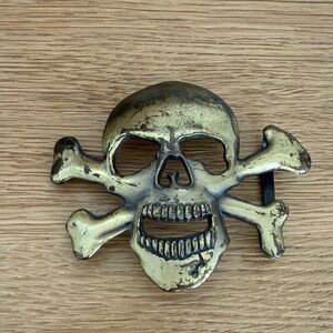 Brass Skull and Crossbones Belt Buckle